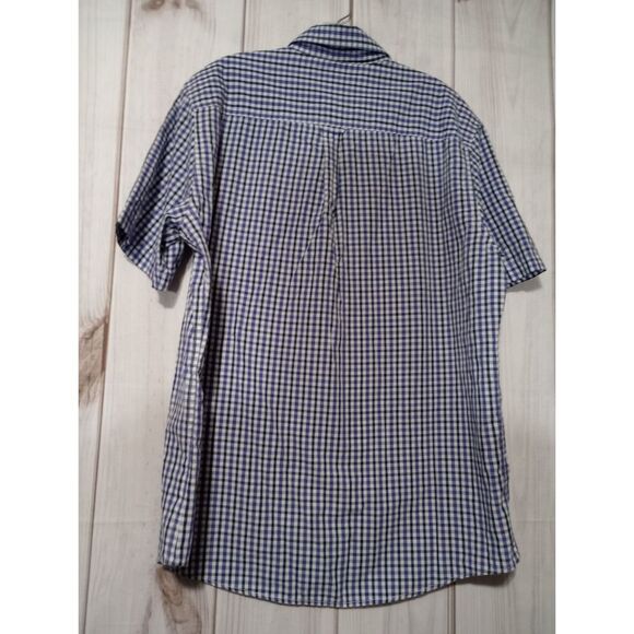 Chaps Shirt Men's Large purple black check short‎ sleeve - Picture 2 of 7
